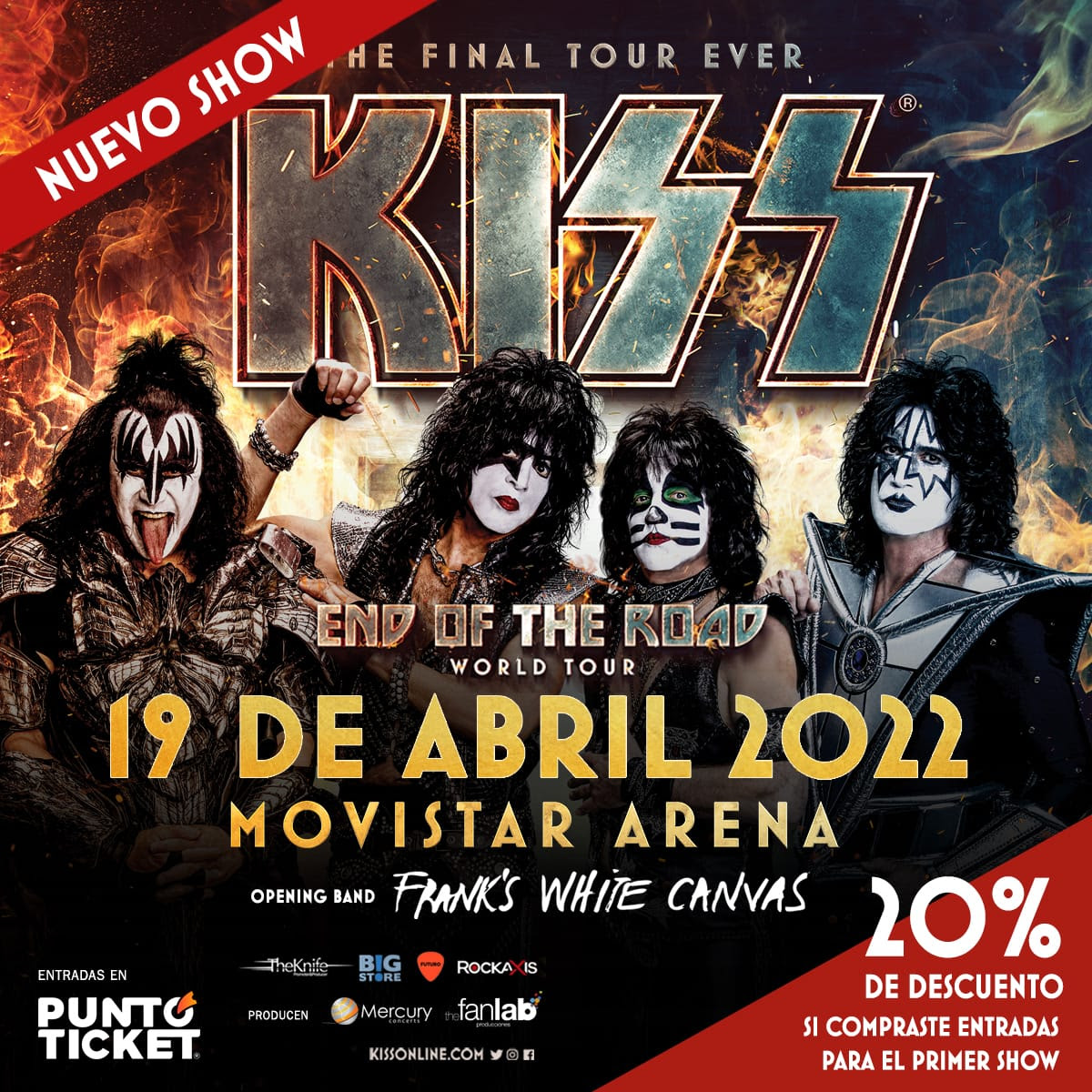 Frank's White Canvas abrirá segundo show de Kiss en Chile